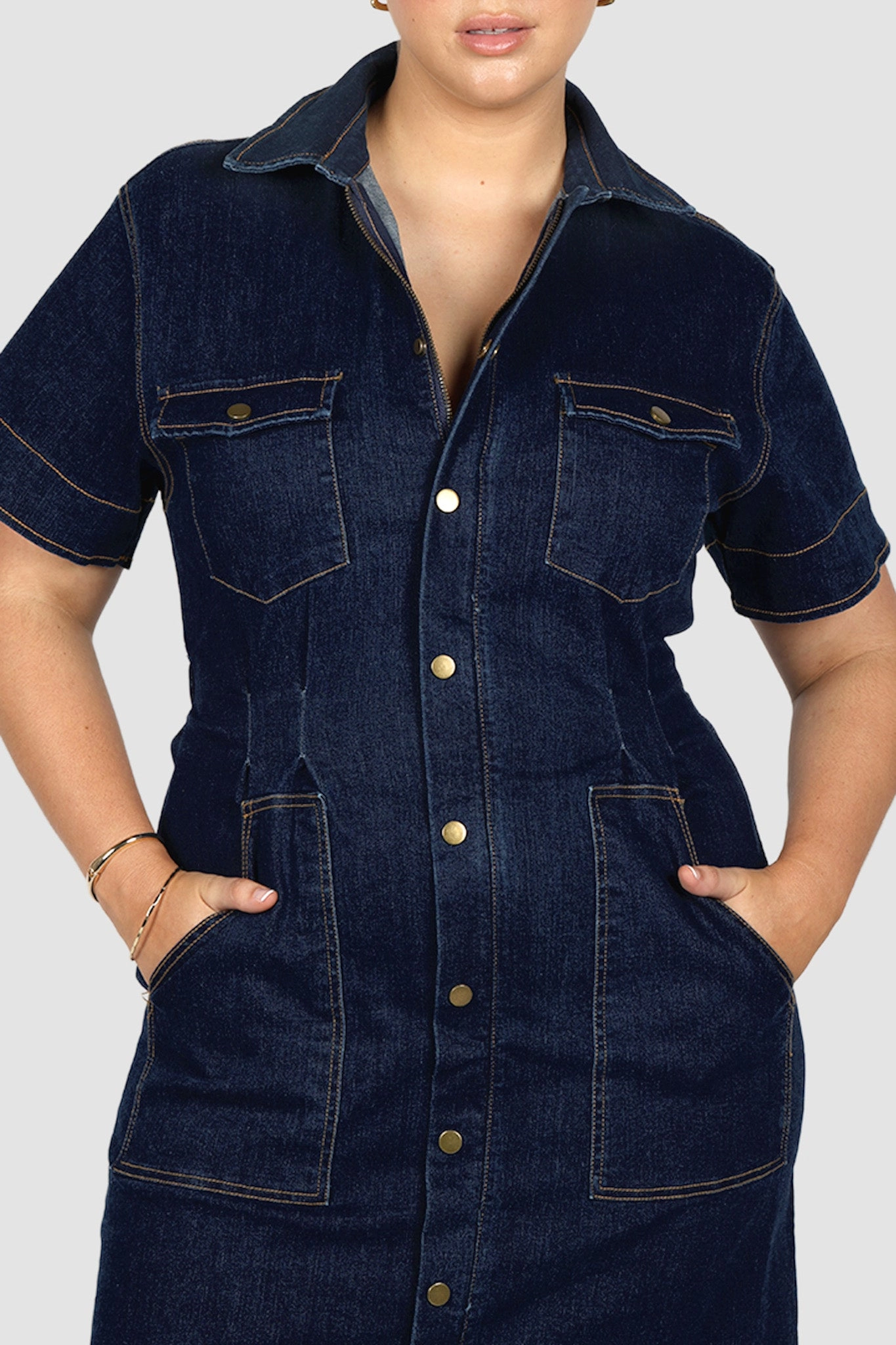 SAVEIRA DENIM MIDI DRESS MIDNIGHT