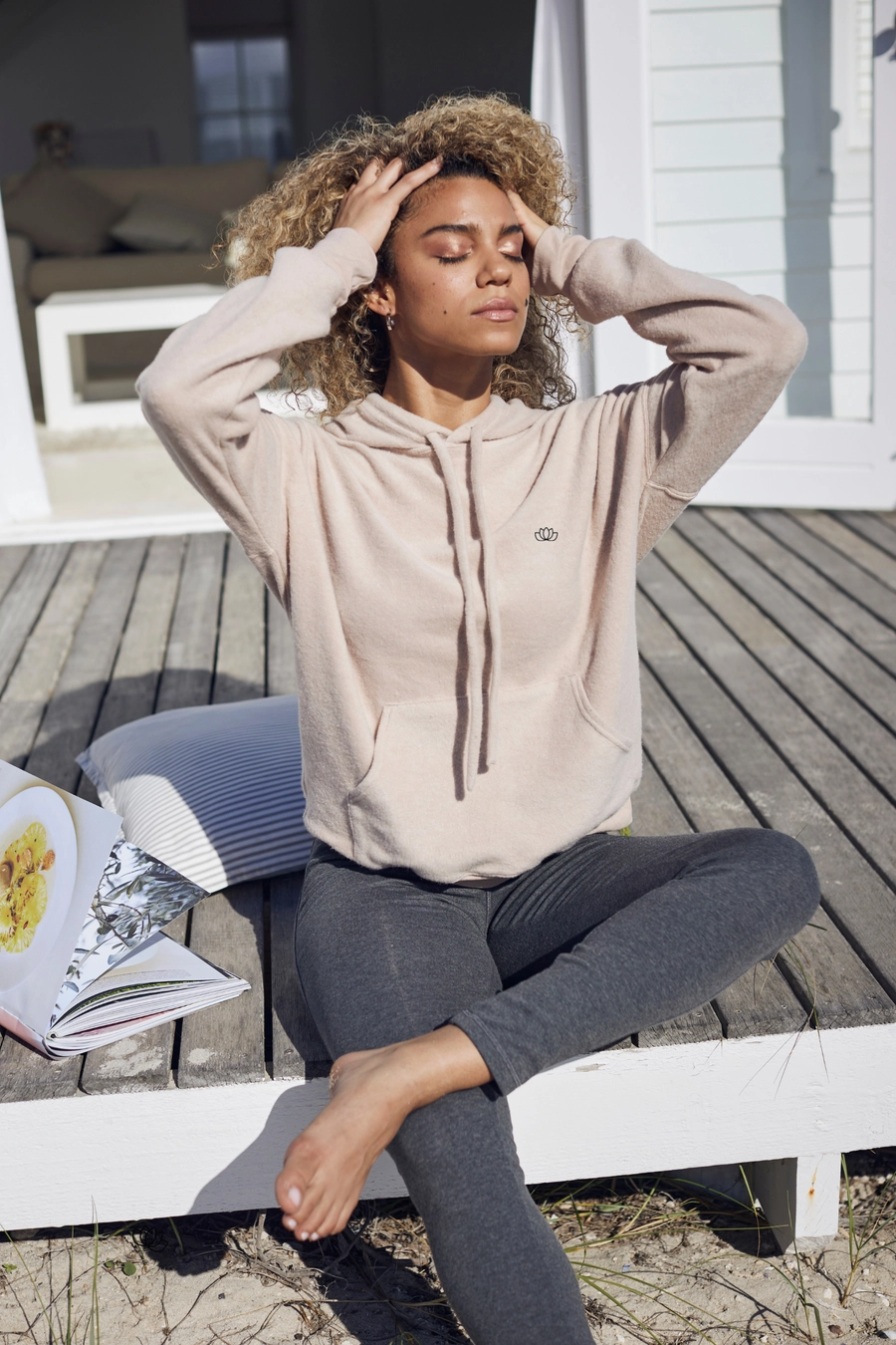 Signature Lotus Embroidered Fleece Hoodie