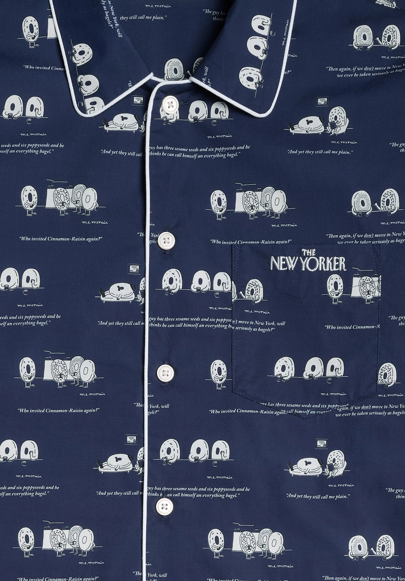 Sleepy Jones x The New Yorker – The Henry Pajama Set in Dozin' Bagels Navy