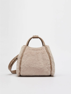 Small Handbag in Sandy Teddy Fabric