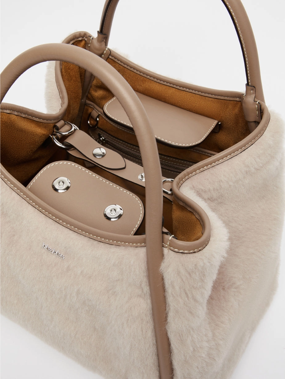 Small Handbag in Sandy Teddy Fabric