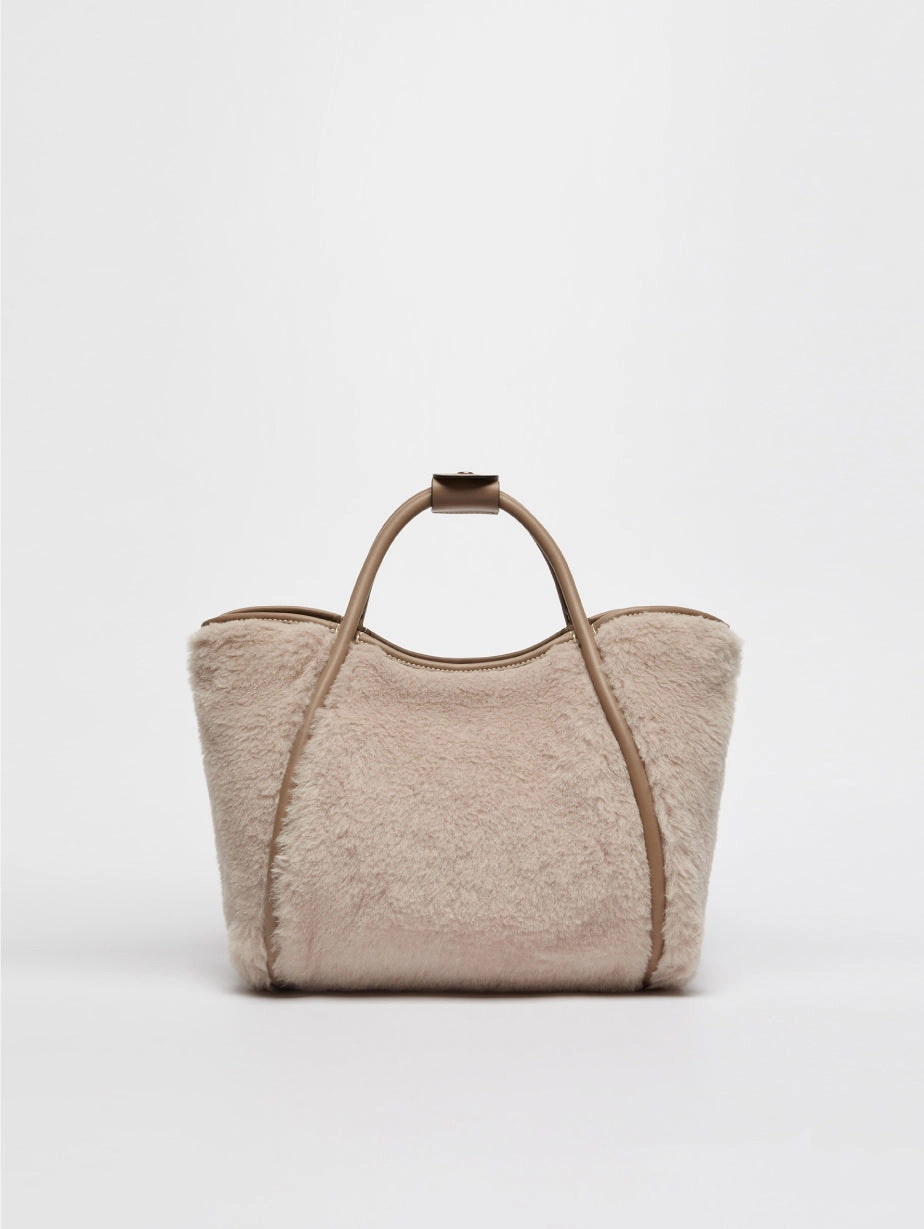 Small Handbag in Sandy Teddy Fabric