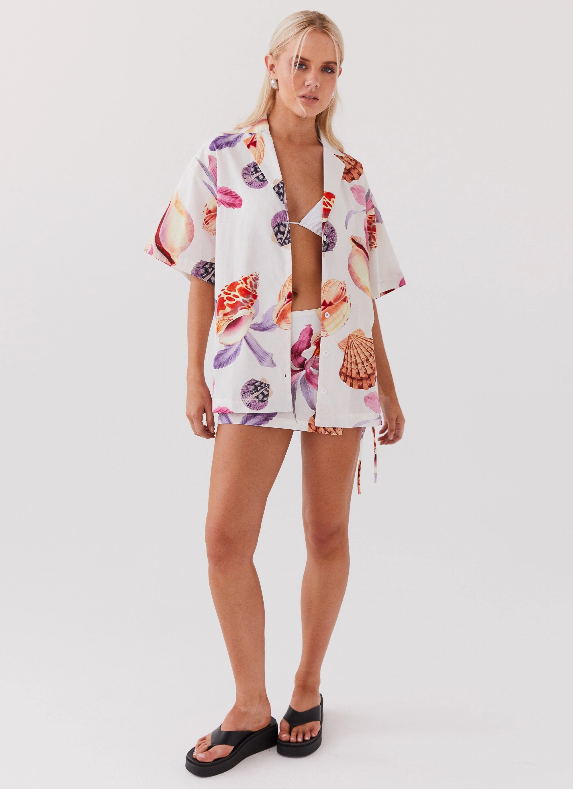 Summer Retreat Linen Mini Skirt - Seaside Bouquet