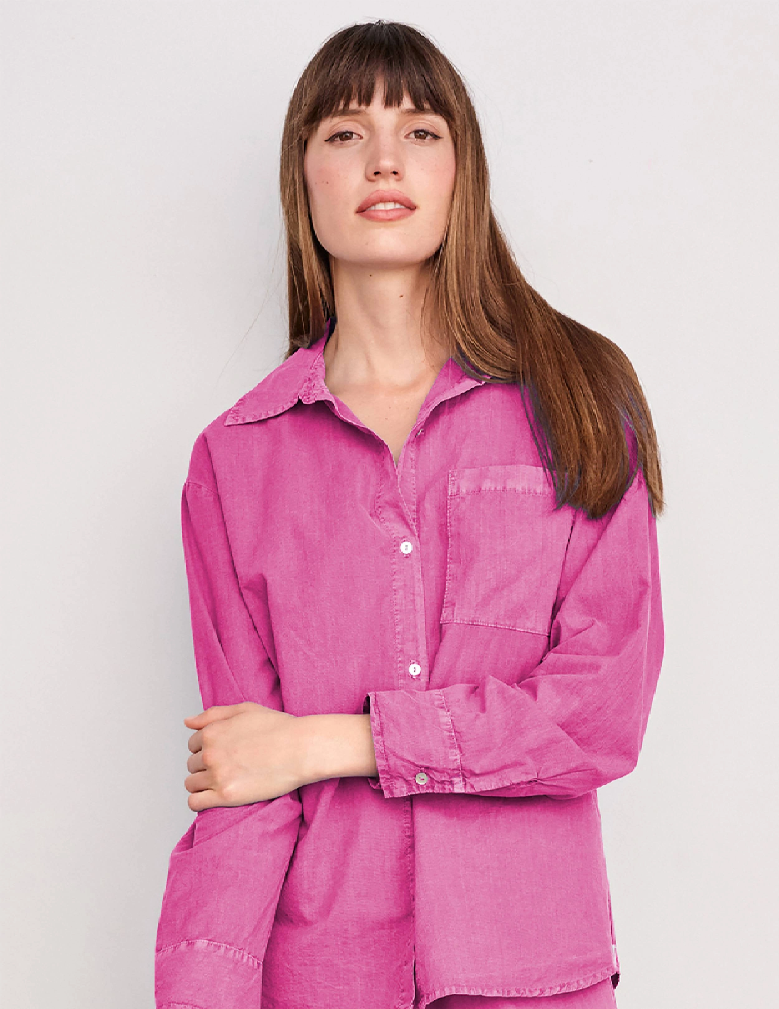 Sundry Voile Button Down & Boxer Shorts Set in Pigment Magenta