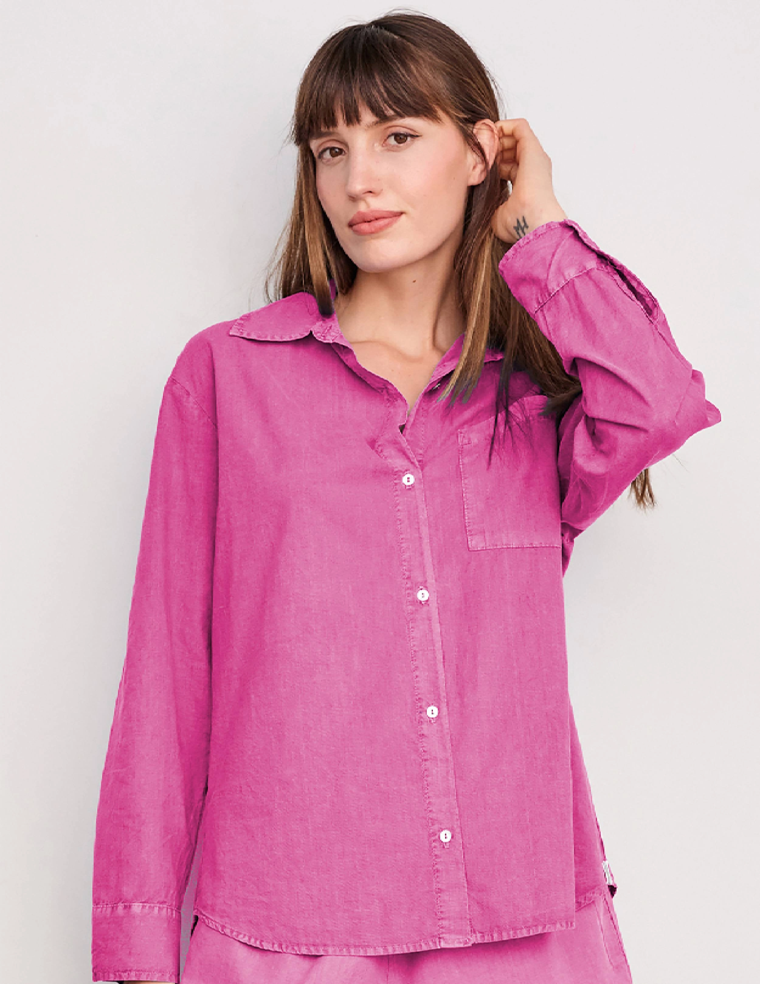 Sundry Voile Button Down & Boxer Shorts Set in Pigment Magenta