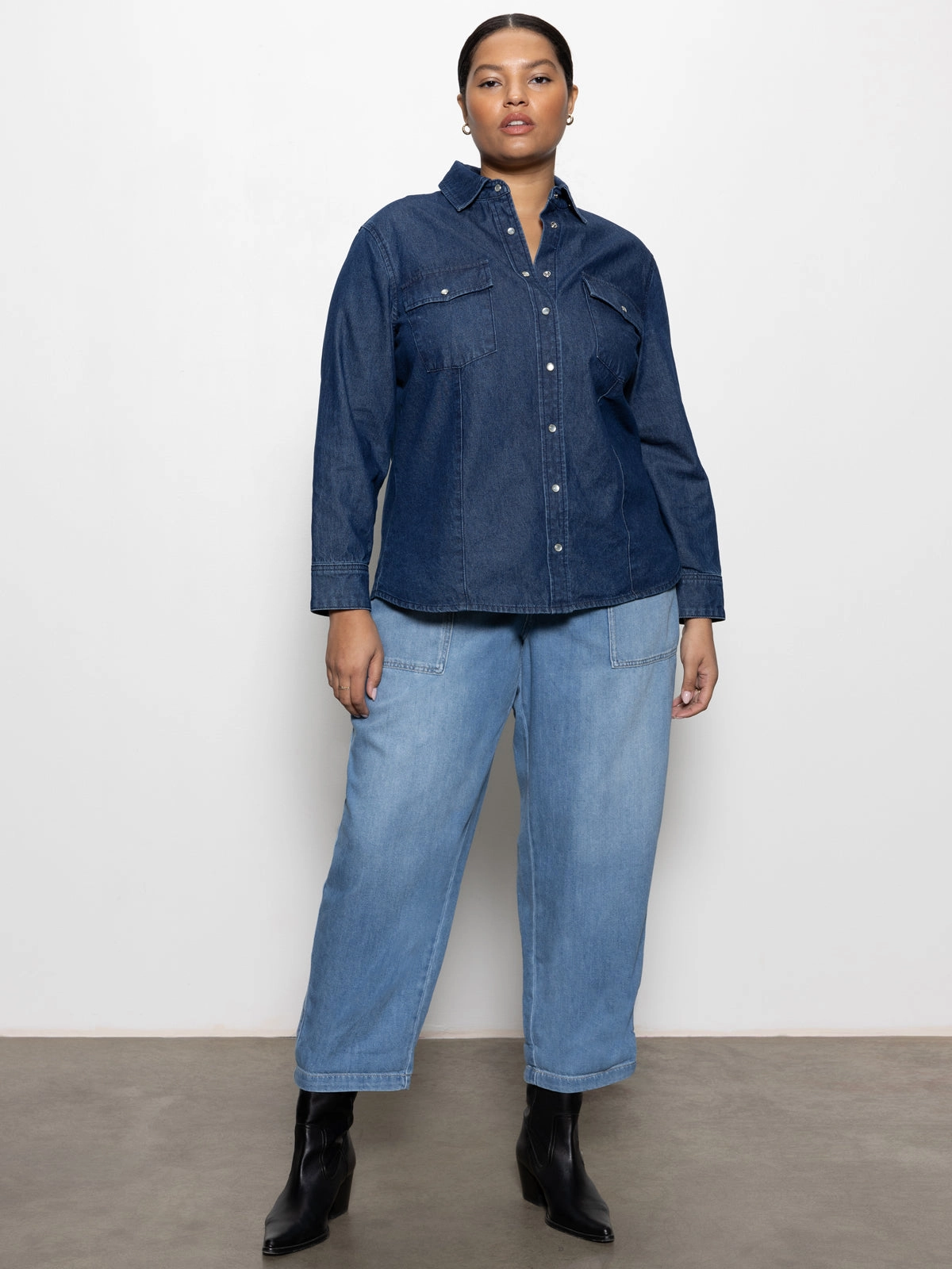 The Denim Western Shirt Blue Slate Extended Sizing
