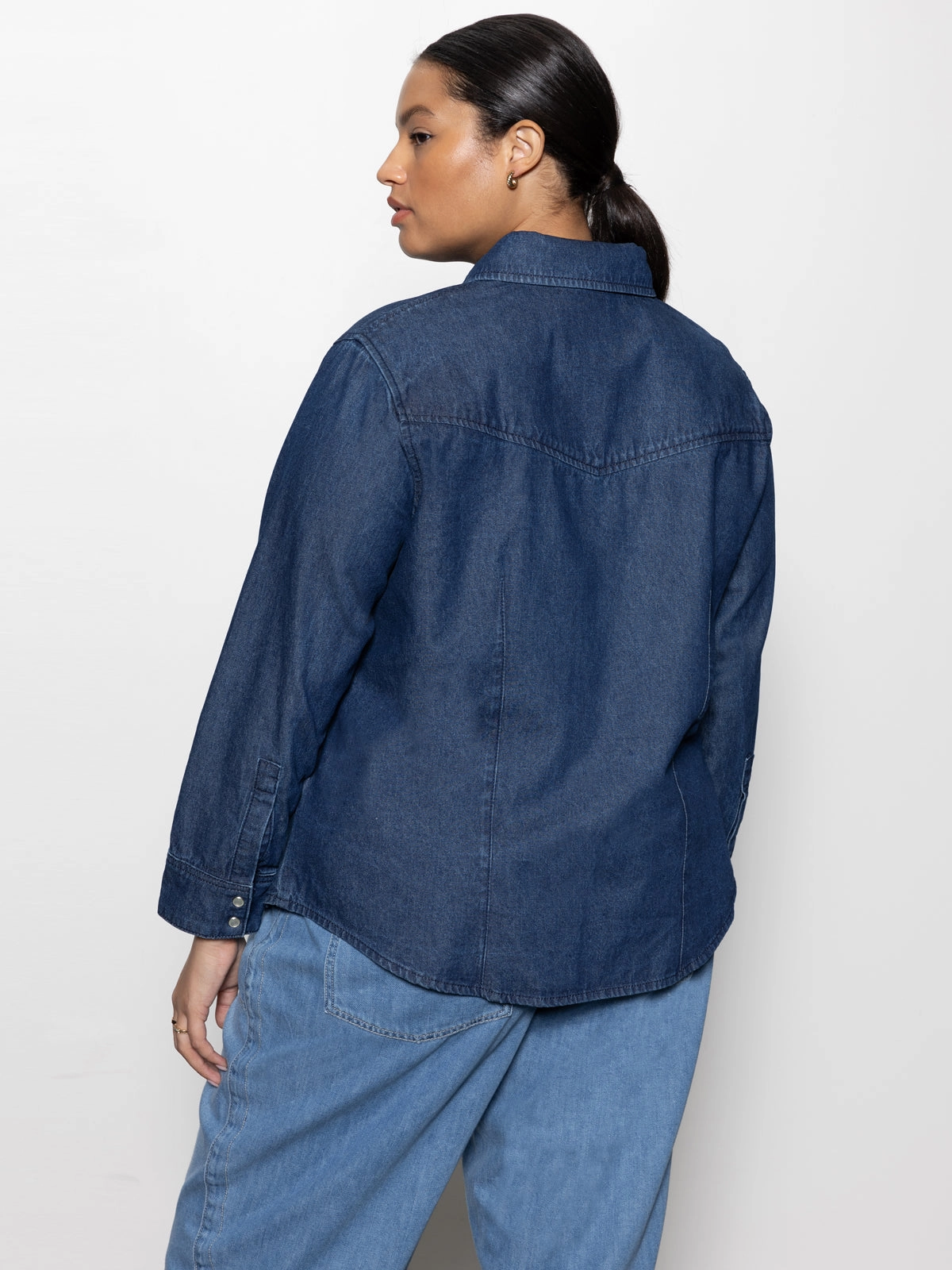The Denim Western Shirt Blue Slate Extended Sizing