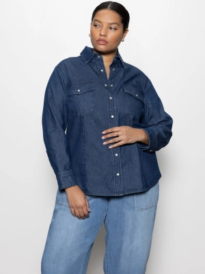 The Denim Western Shirt Blue Slate Extended Sizing