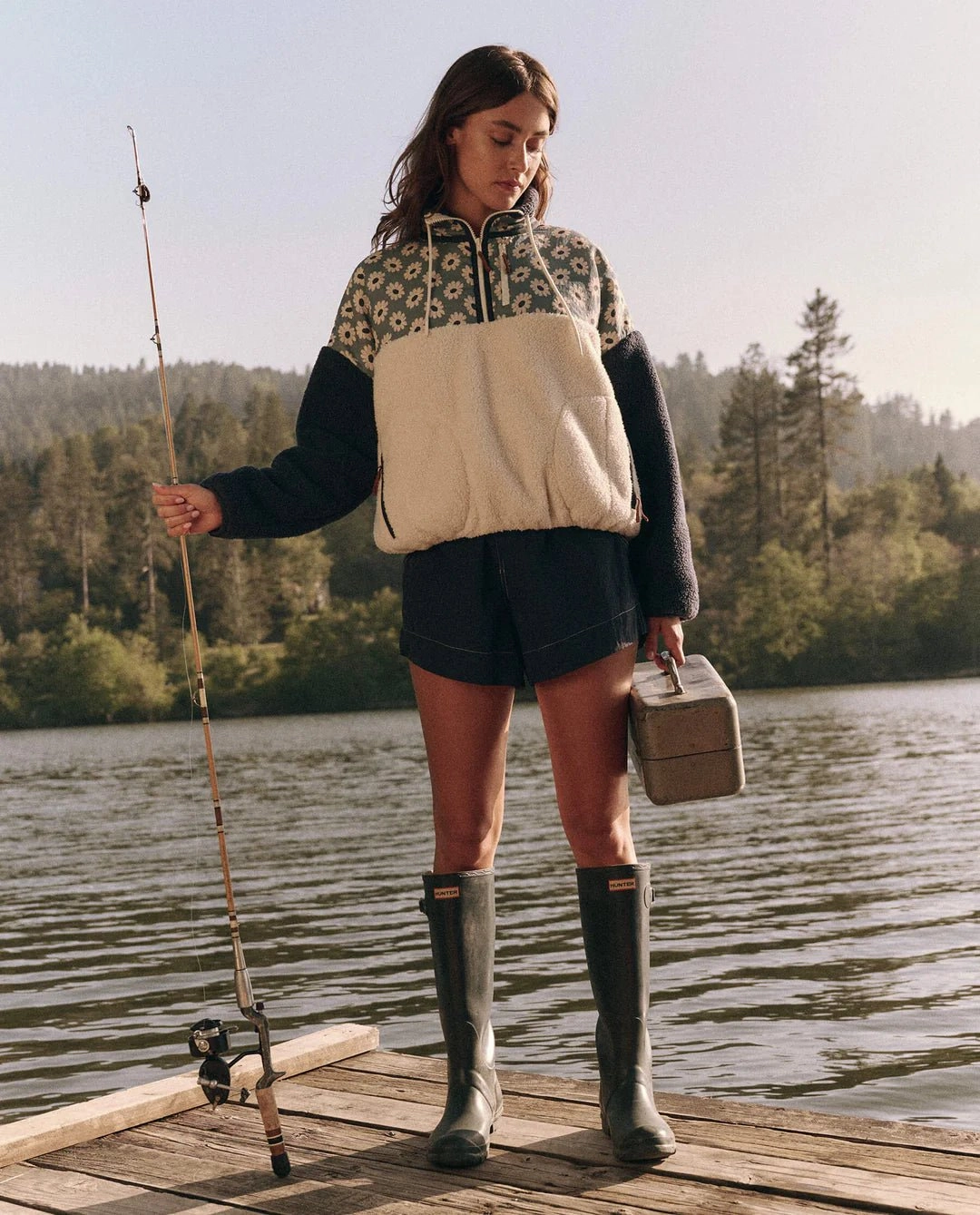 The Great Outdoors - Plush Terrain Half Zip Falling Daisy Colorblock
