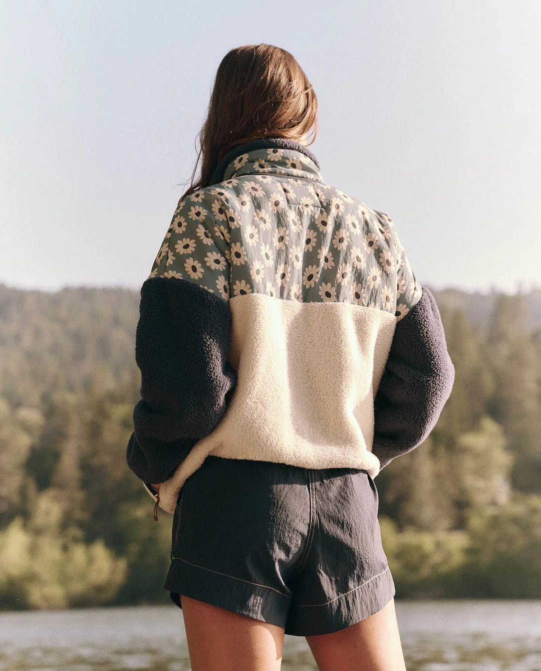 The Great Outdoors - Plush Terrain Half Zip Falling Daisy Colorblock
