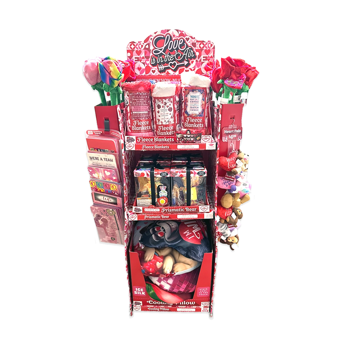 Valentine's Day Rose Plush and Gift Assortment Floor Display - 58 Pieces Per Retail Ready Display 88575