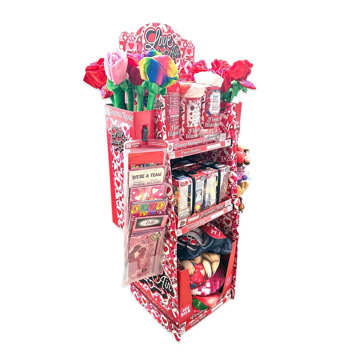Valentine's Day Rose Plush and Gift Assortment Floor Display - 58 Pieces Per Retail Ready Display 88575