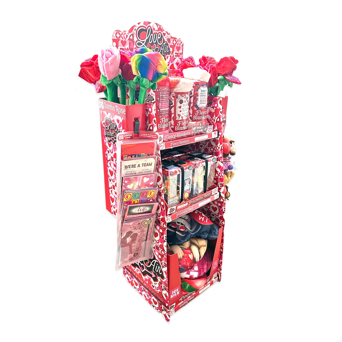 Valentine's Day Rose Plush and Gift Assortment Floor Display - 58 Pieces Per Retail Ready Display 88576