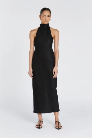 VERA BLACK LINEN MAXI DRESS