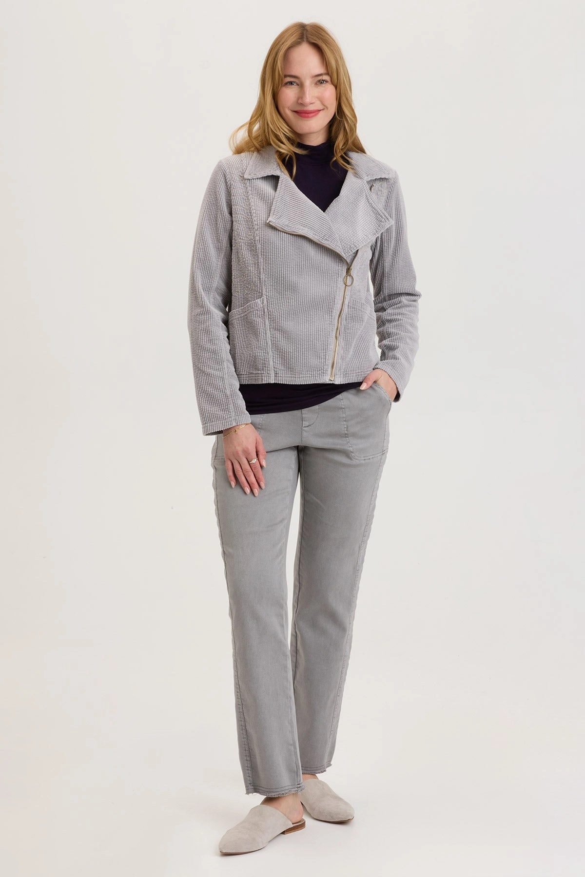 Voni Embroidered Moto Jacket