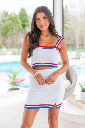 Where Liberty Dwells White Knitted Sweater Set FINAL SALE