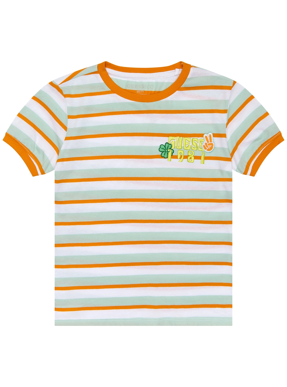 White and Orange Stripe 1981 Peace T-Shirt (2-7)