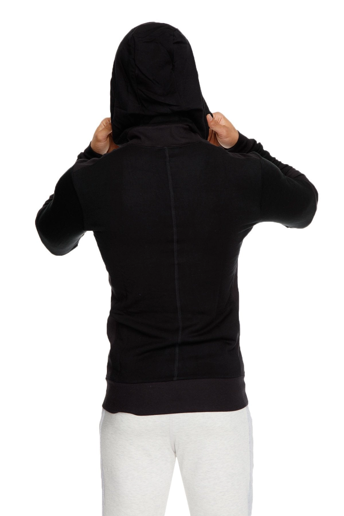 **Winter Collection** Mid-Weight LUXURY-Fleece Form-fit Crossover Yoga Track Hoodie (Black)