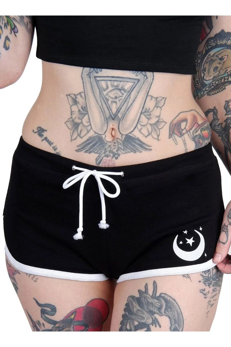 Witchy Cat Familiar Short Shorts [BLACK/WHITE]