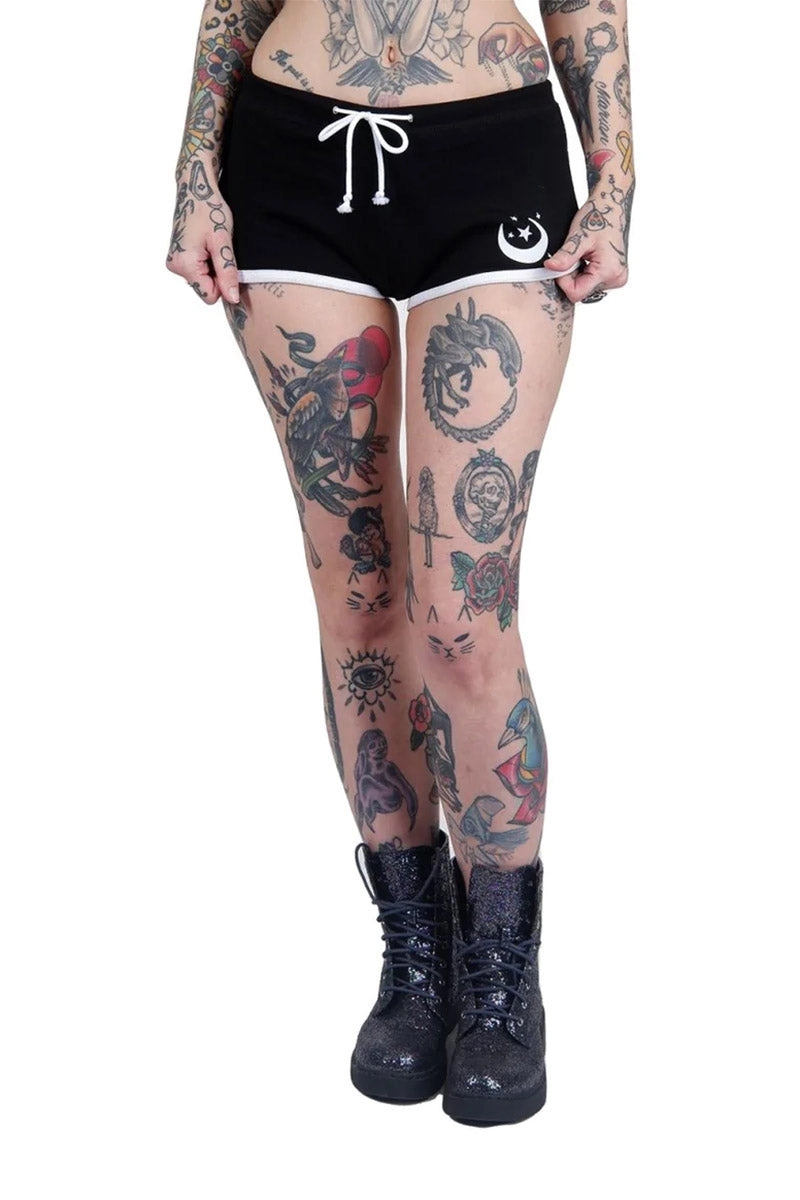 Witchy Cat Familiar Short Shorts [BLACK/WHITE]