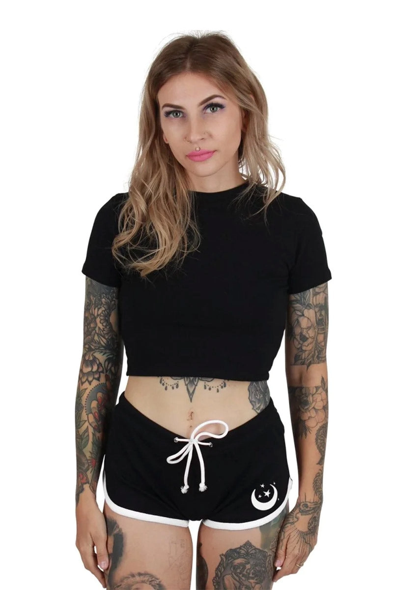 Witchy Cat Familiar Short Shorts [BLACK/WHITE]