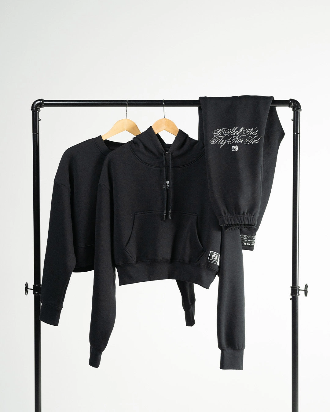 WOMENS OVERSIZED CROP CREWNECK - BLACK
