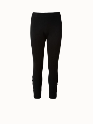 Wool Silk Knit Legging with Snap Detail