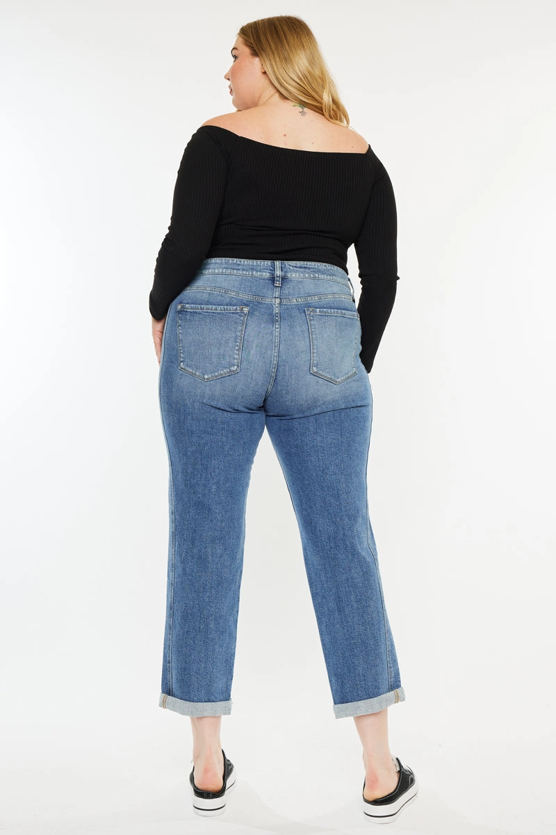 Yvonne  Mid Rise Slim Boyfriend Jeans (Plus Size)